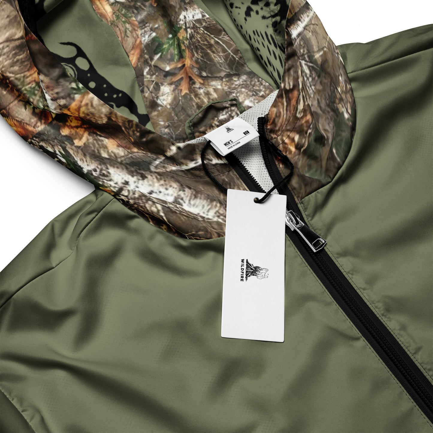 Wildfire Cigars Camouflage and green vulture windbreaker zoomed in on label