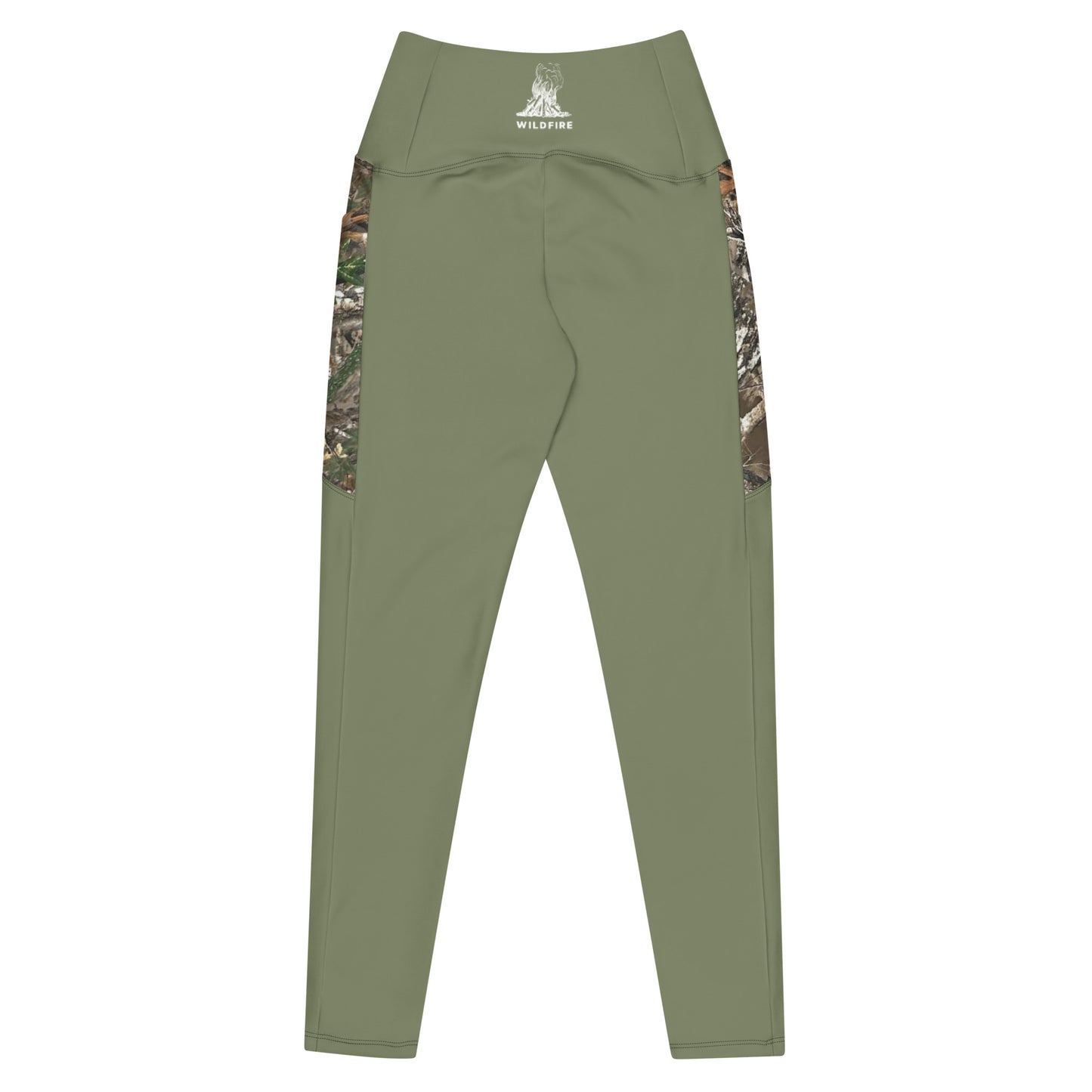 Wildfire Cigars green and camouflage activewear leggings facing the back