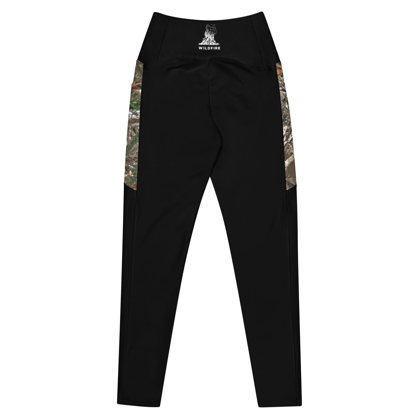 Wildfire Cigars black and camouflage activewear leggings facing the back