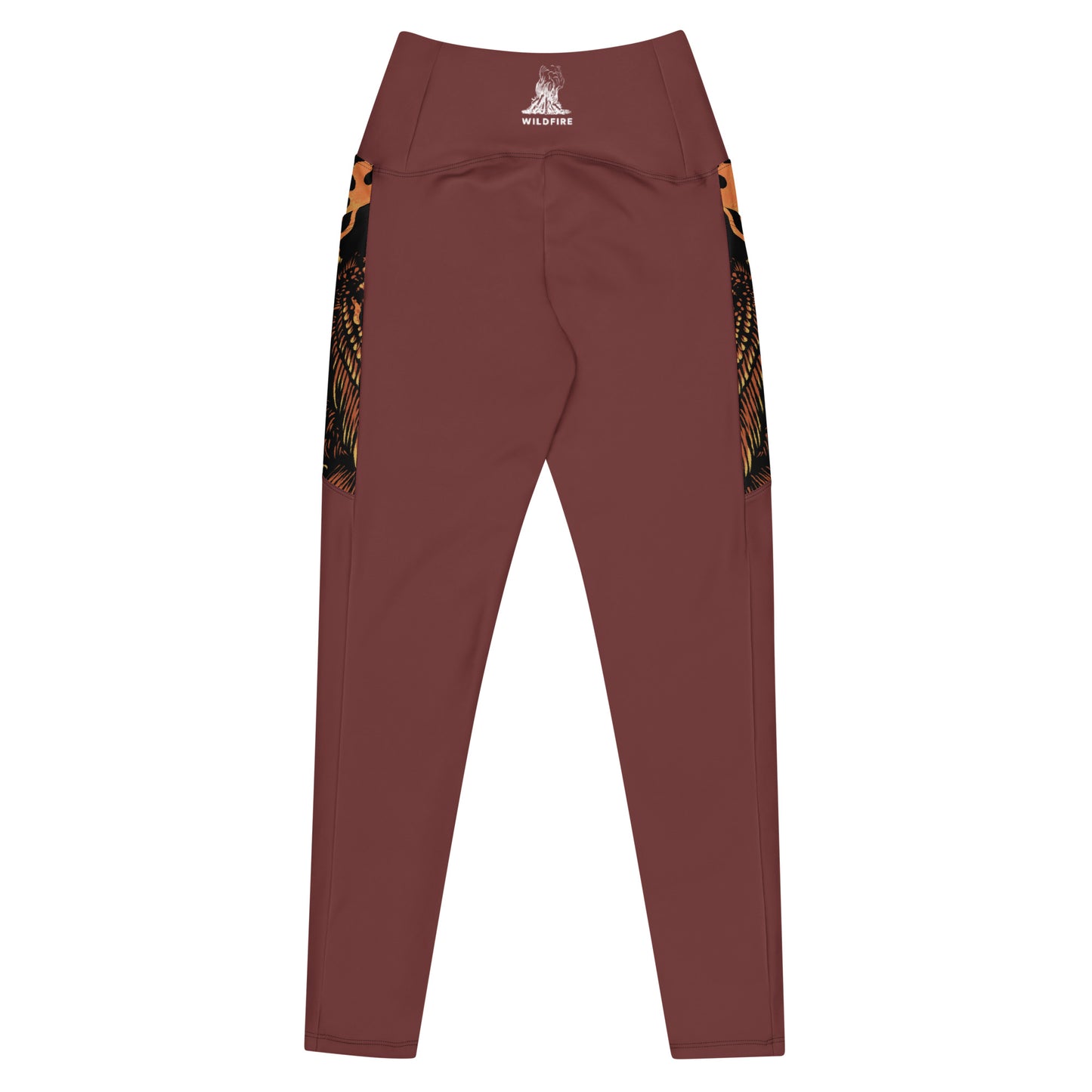 Wildfire Cigars Vulture recycled activewear leggings in maroon facing the back