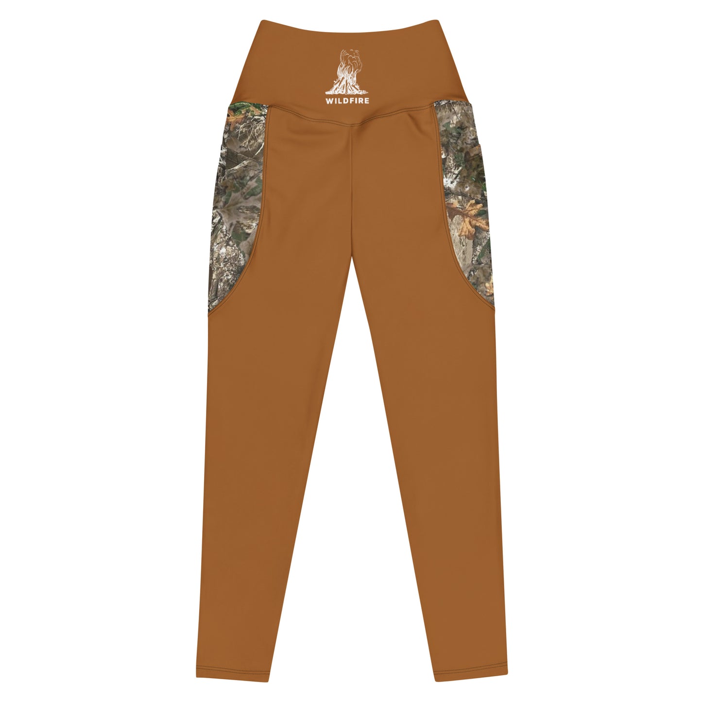 Wildfire Cigars Camel and Camouflage activewear leggings front view