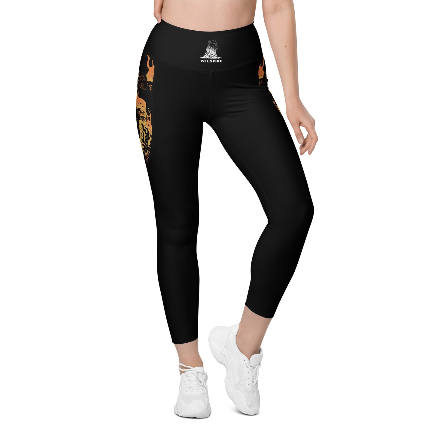 Wildfire Cigars Vulture recycled activewear leggings in black facing the front