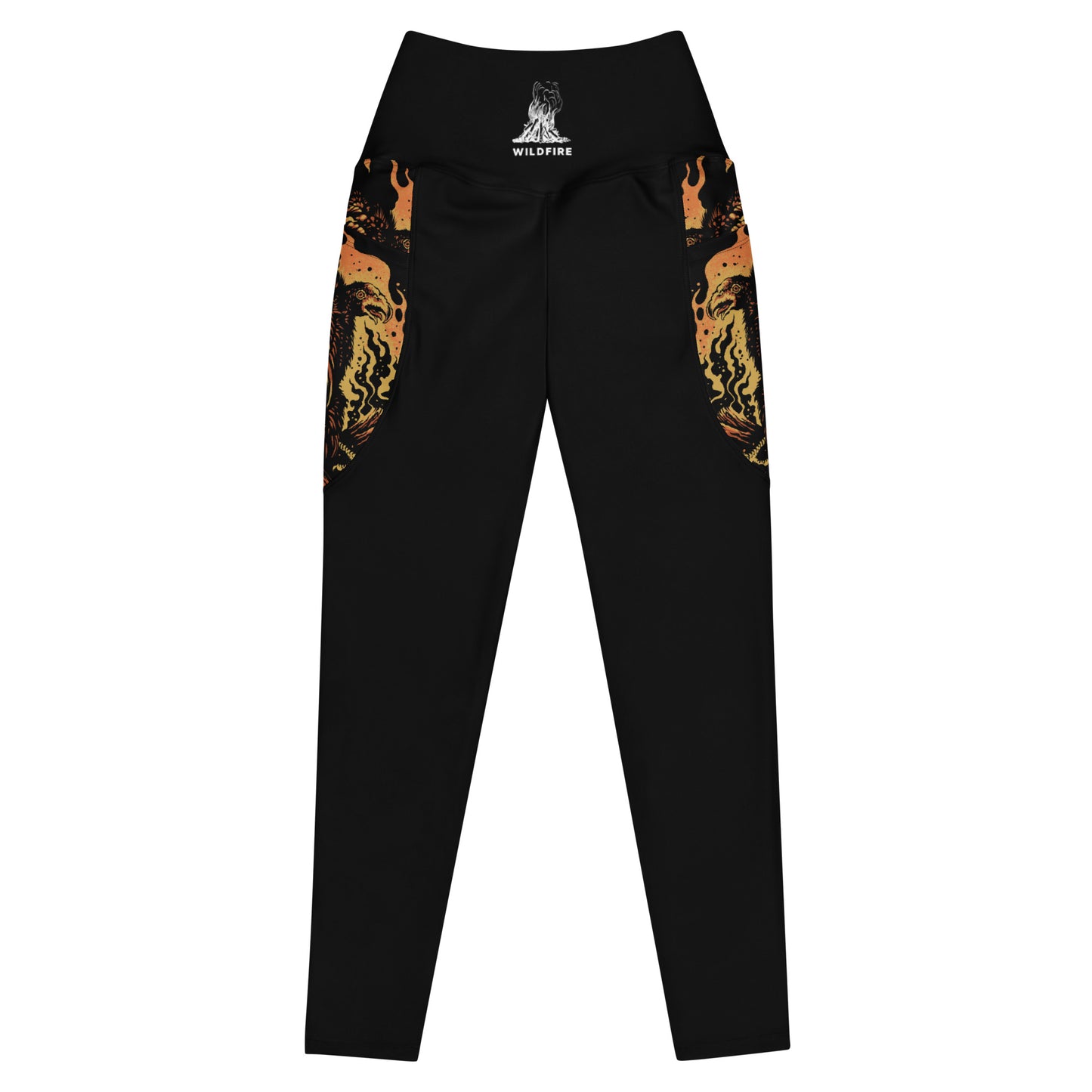Wildfire Cigars Vulture recycled activewear leggings in black facing the front