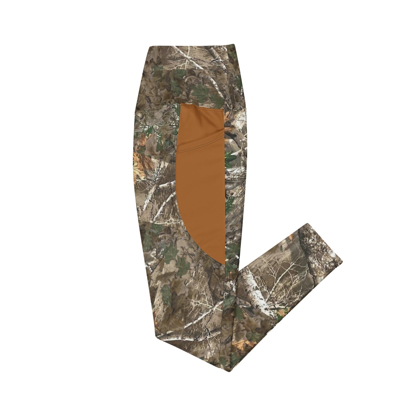 Wildfire Cigars Camouflage Camel and activewear leggings left side pocket view