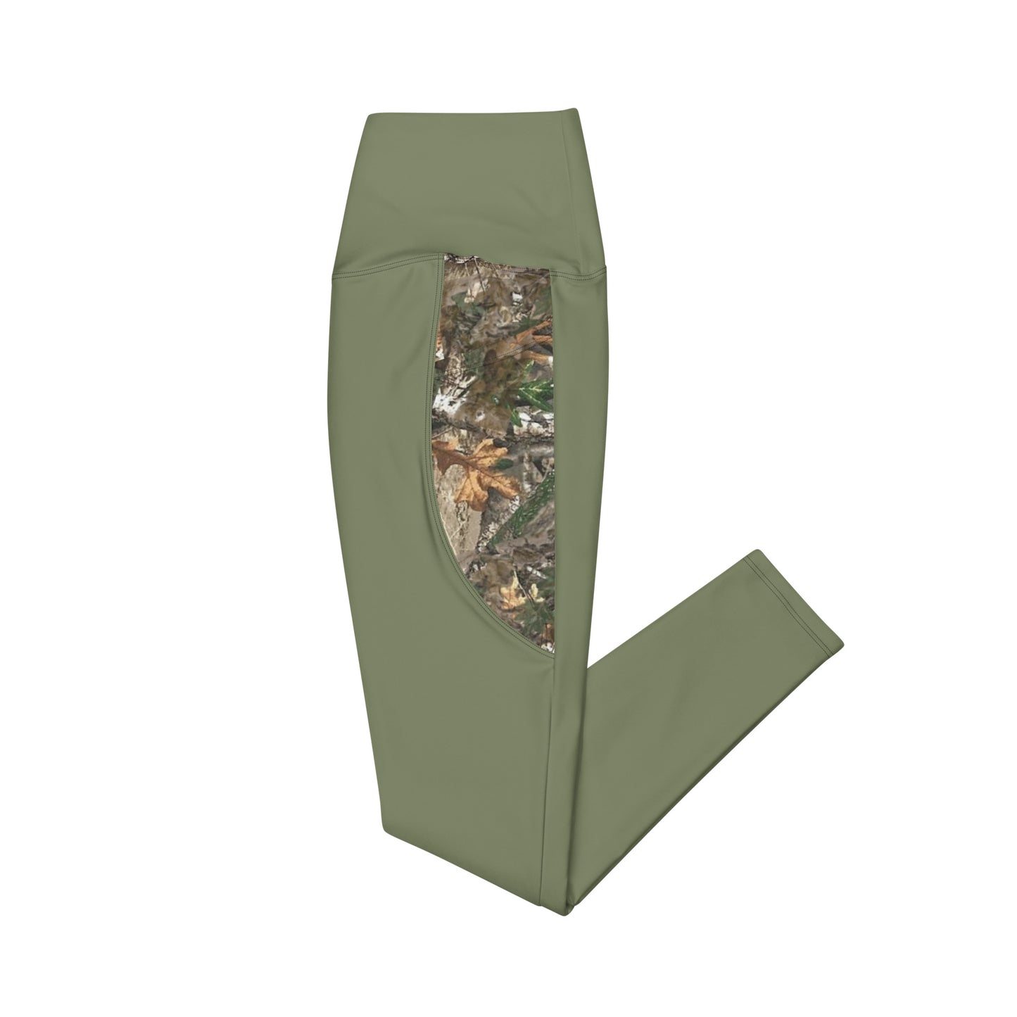 Wildfire Cigars green and camouflage activewear leggings facing the left