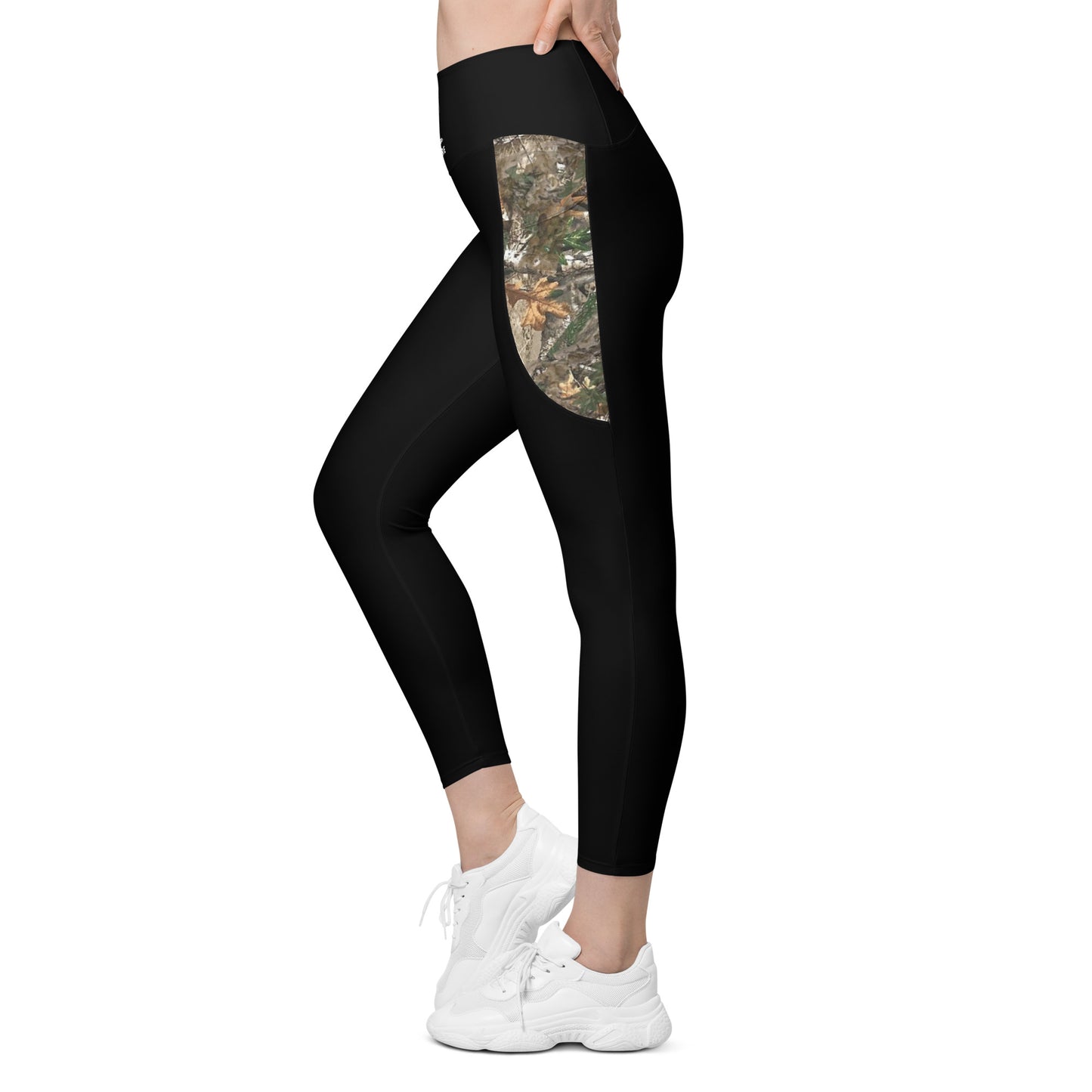 Wildfire Cigars black and camouflage activewear leggings facing the left