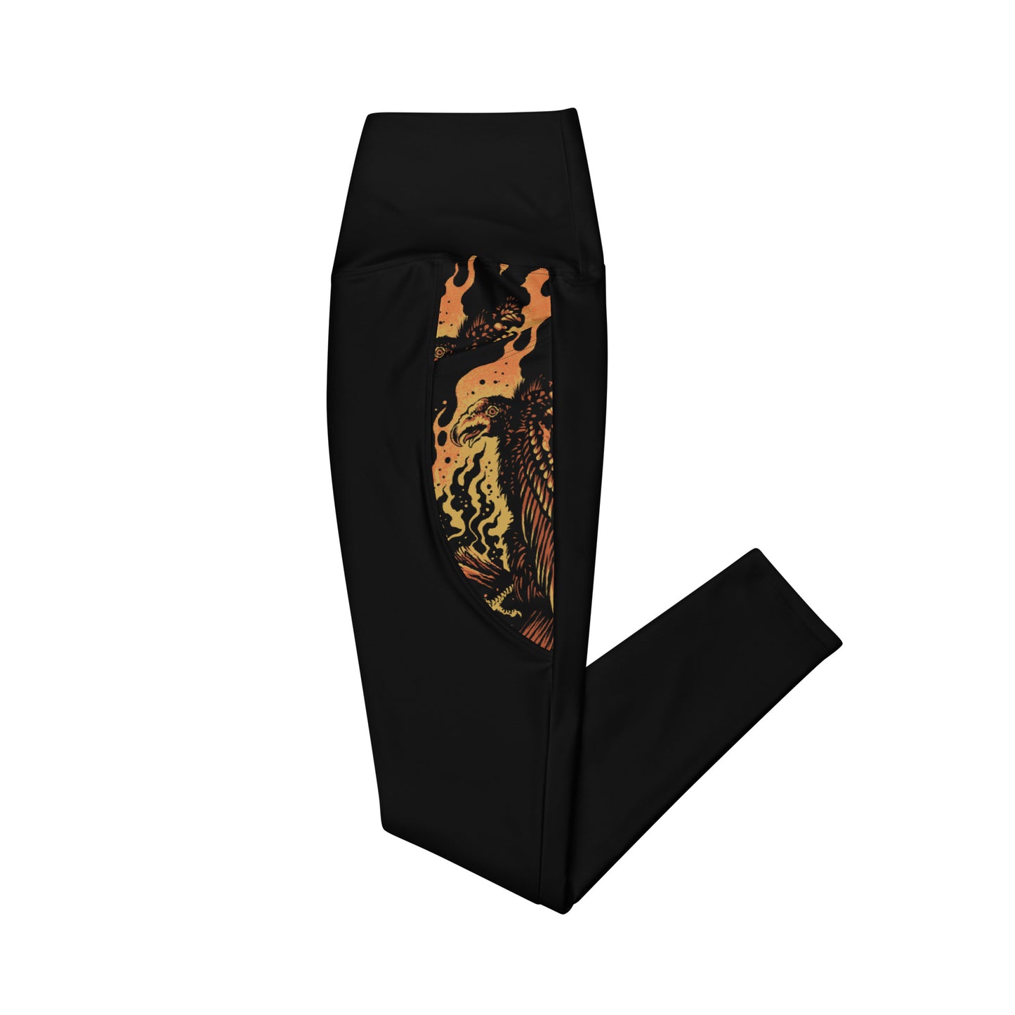 Wildfire Cigars Vulture recycled activewear leggings in black facing the left side