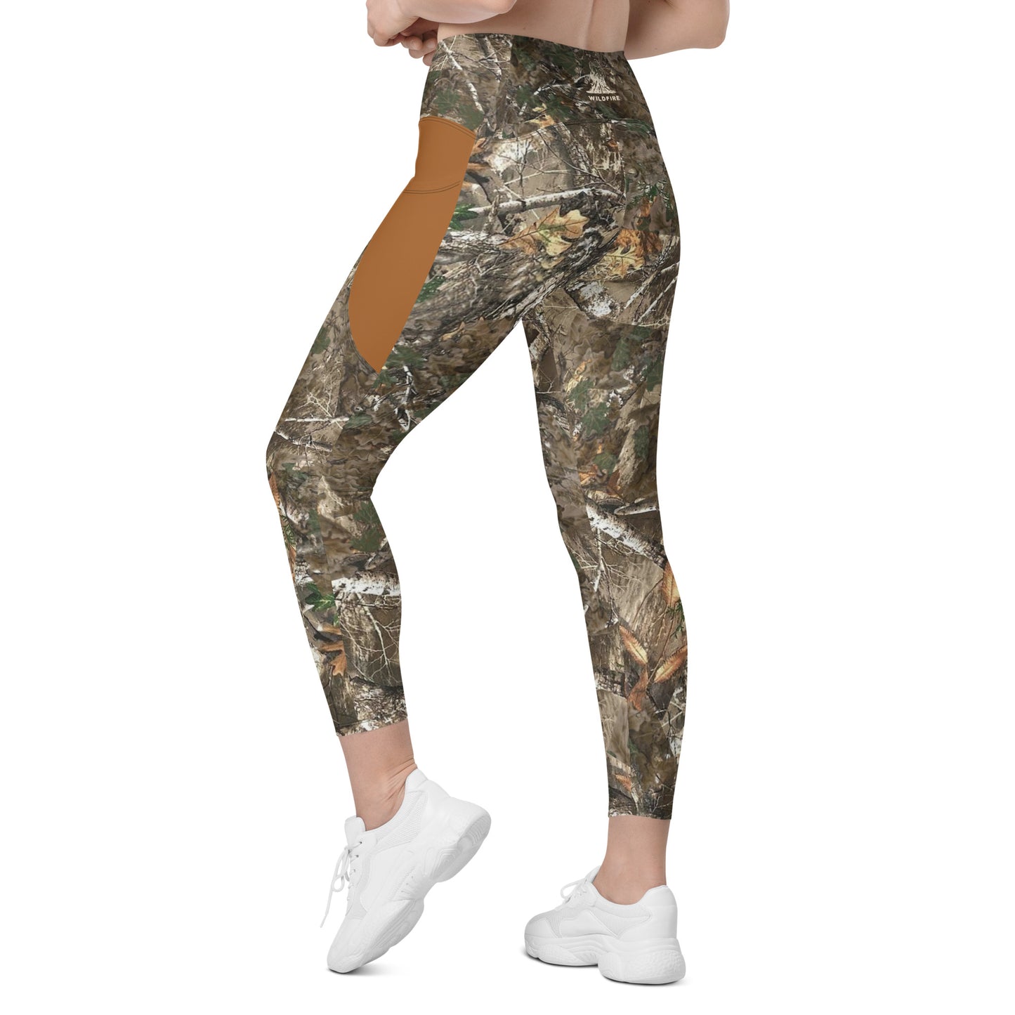 Wildfire Cigars Camouflage Camel and activewear leggings left back view