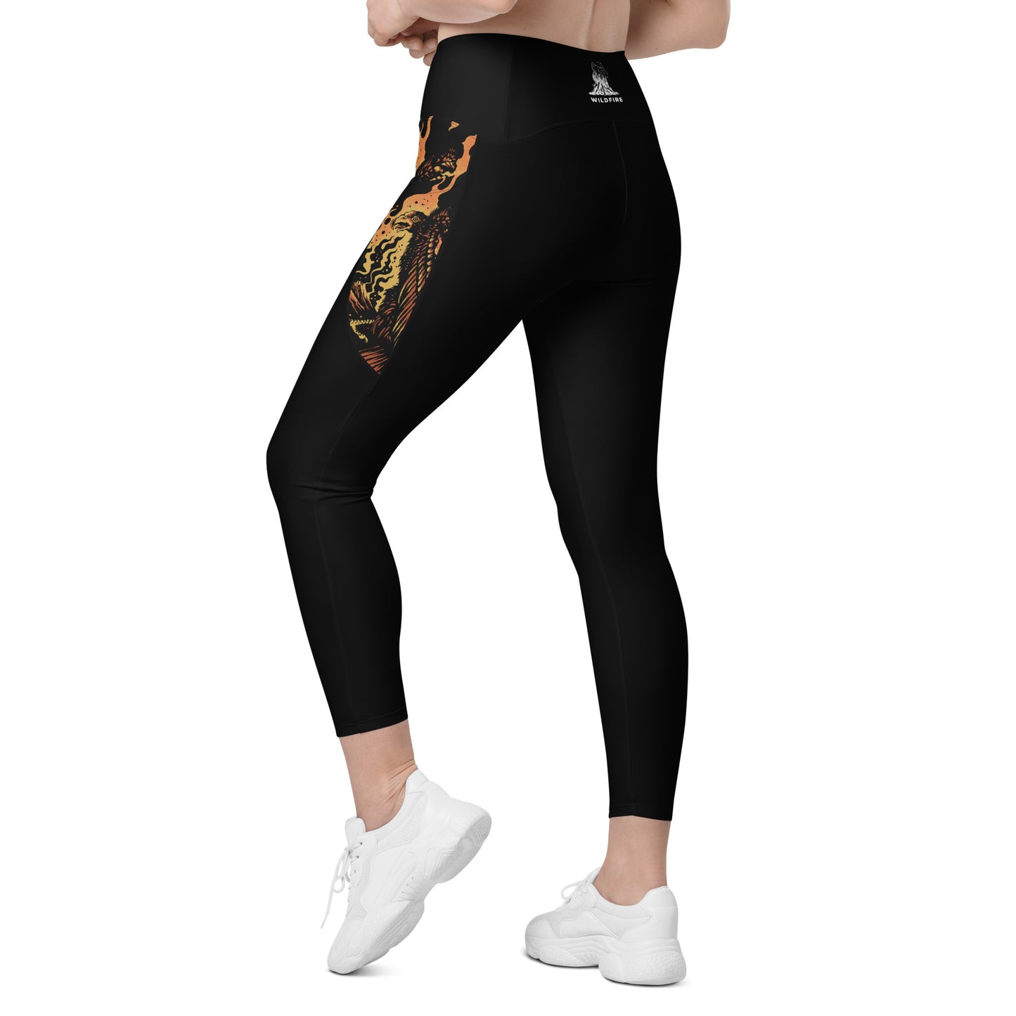 Wildfire Cigars Vulture recycled activewear leggings in black facing the back left