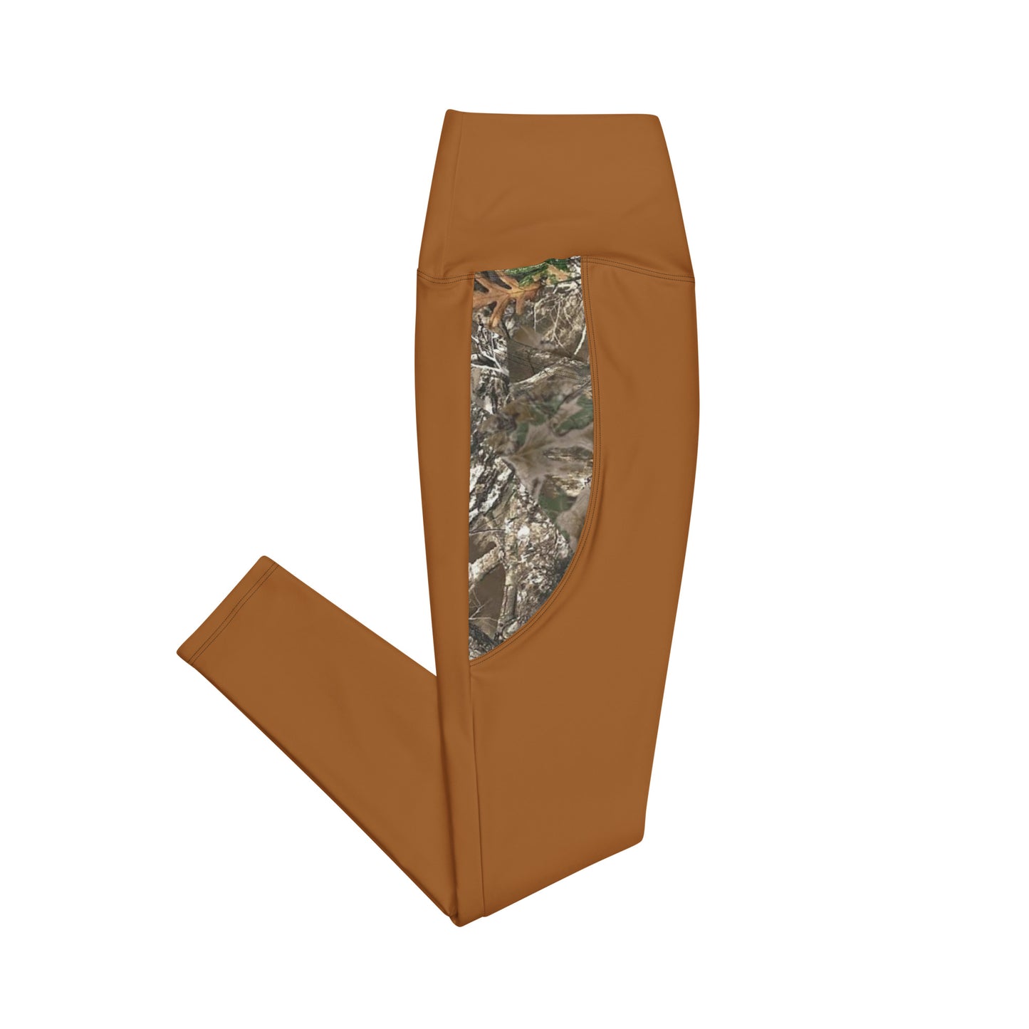 Wildfire Cigars Camel and Camouflage activewear leggings right side pocket view
