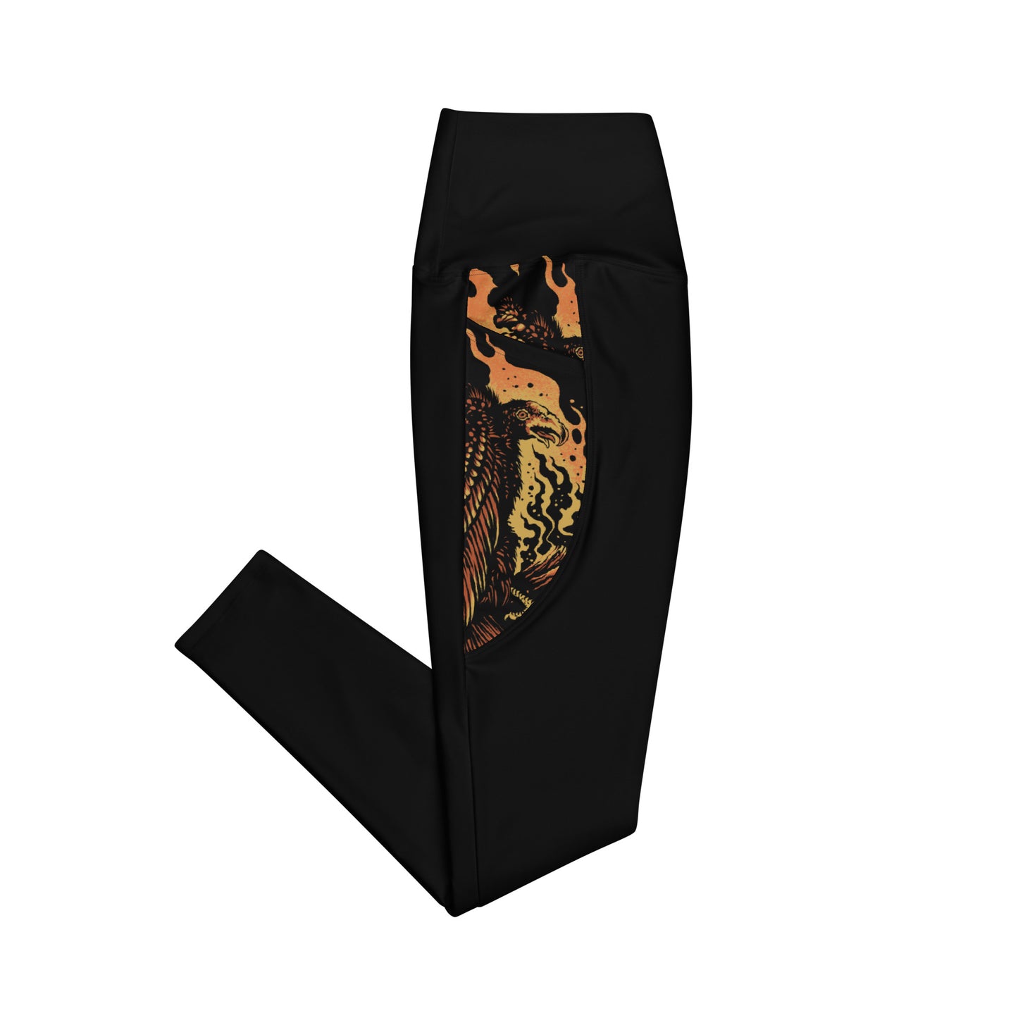 Wildfire Cigars Vulture recycled activewear leggings in black facing the right side
