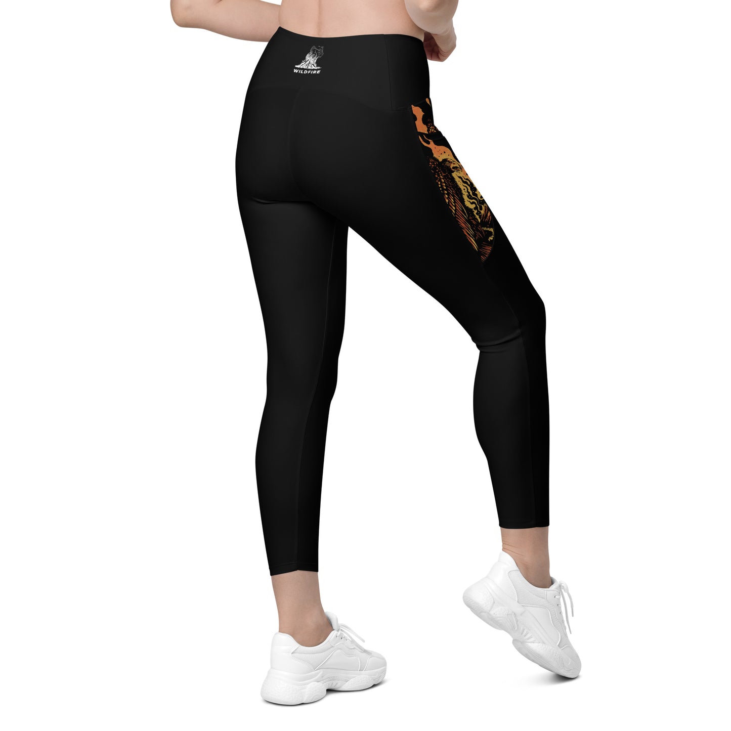 Wildfire Cigars Vulture recycled activewear leggings in black facing the back right
