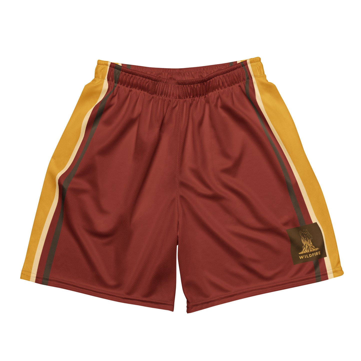 Wildfire Cigars mesh shorts in red gold brown and white