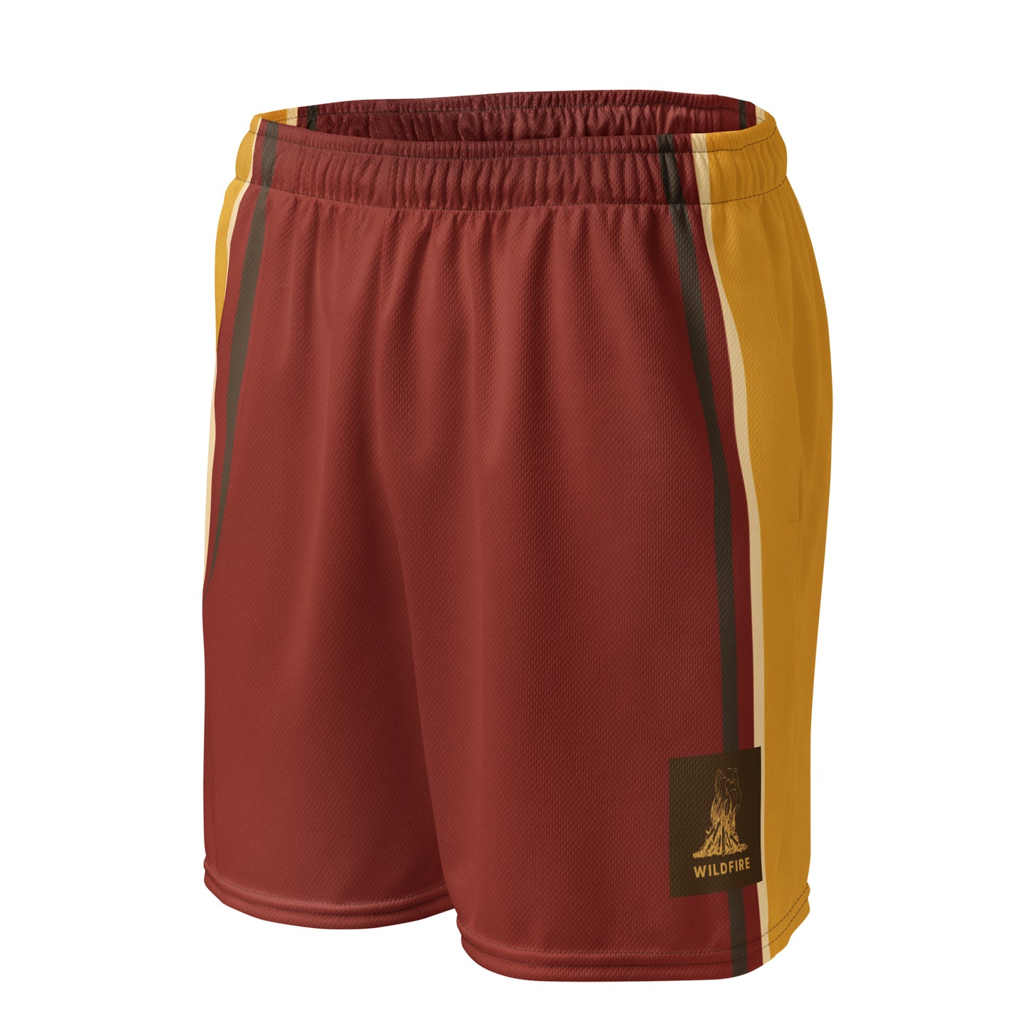Wildfire Cigars mesh shorts in red gold brown and white