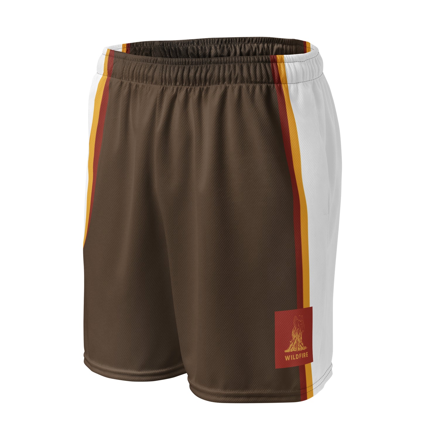 Wildfire Cigars mesh shorts in brown red gold and white