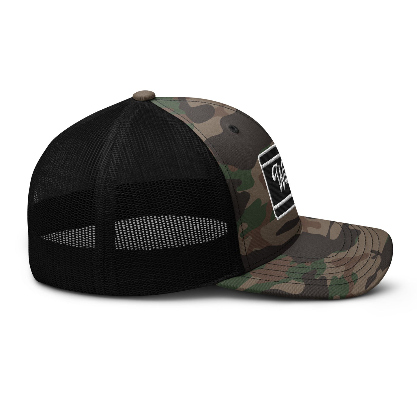 Wildfire Cigars Camouflage trucker hat facing right