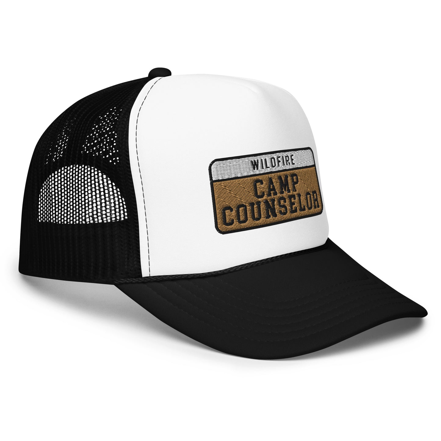 Wildfire Cigars embroidered Camp Counselor white and black foam trucker hat