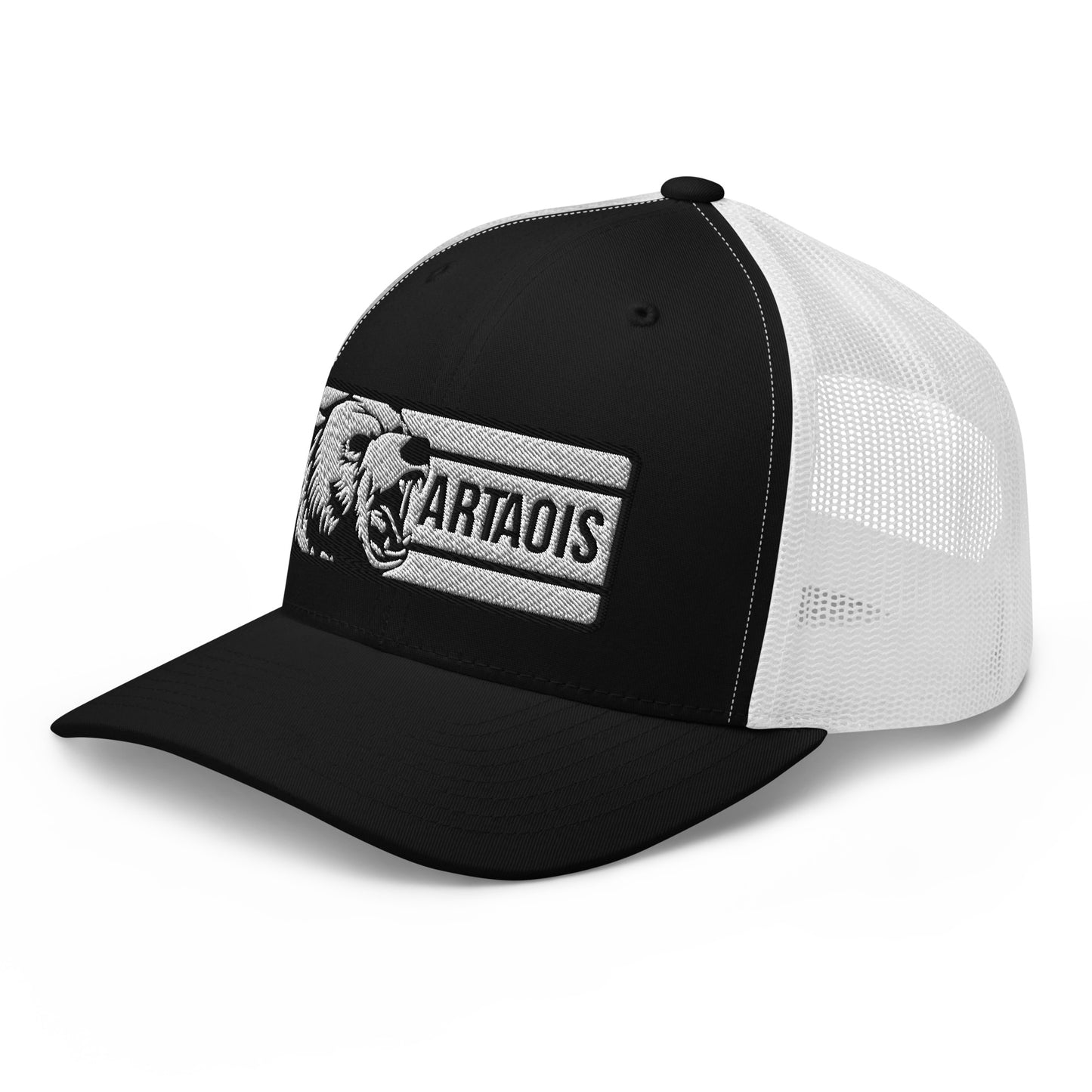 Wildfire Cigars Artaois Black and White Trucker hat angled