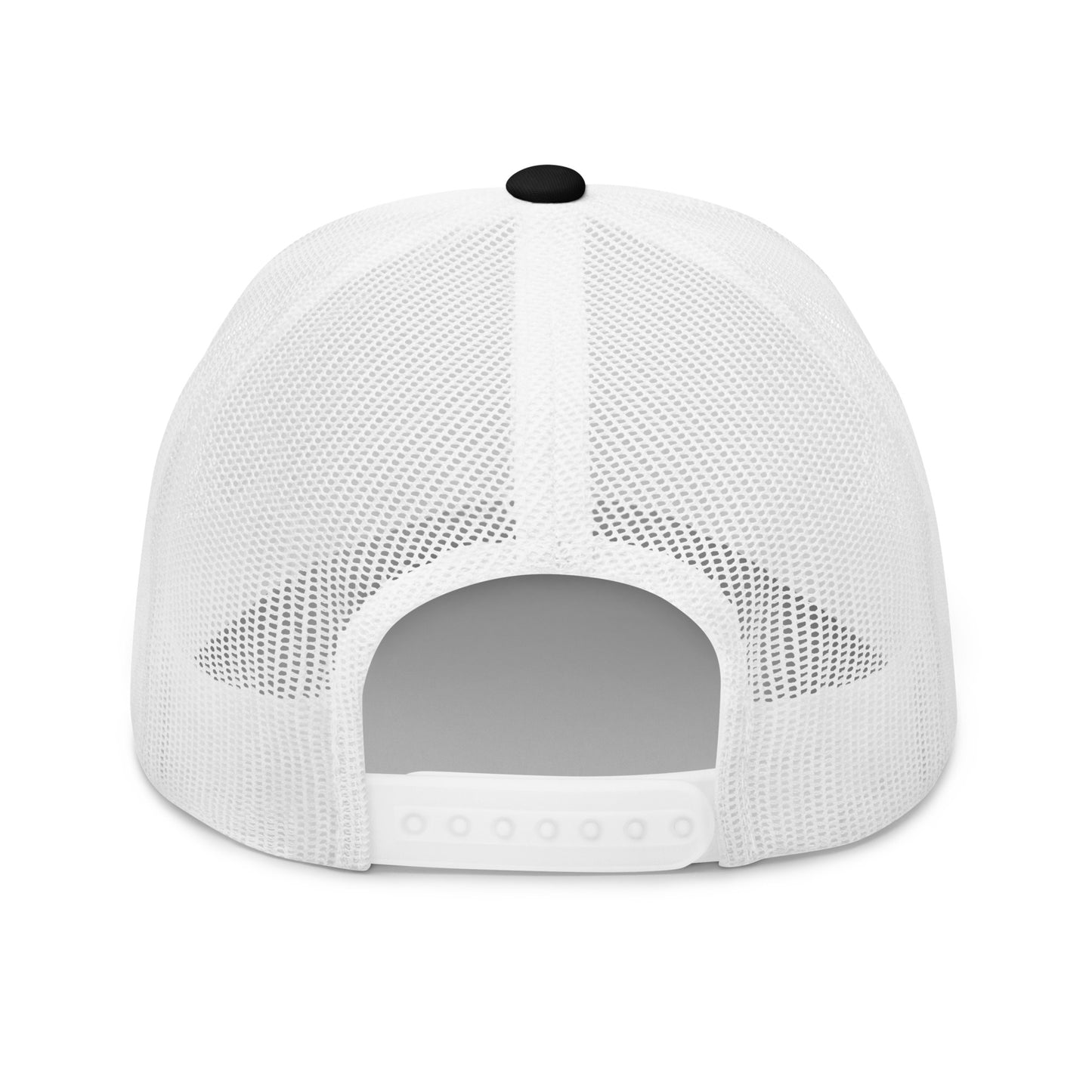 Wildfire Cigars embroidered Camp Wildfire Bass Fishing retro black and white trucker hat back view