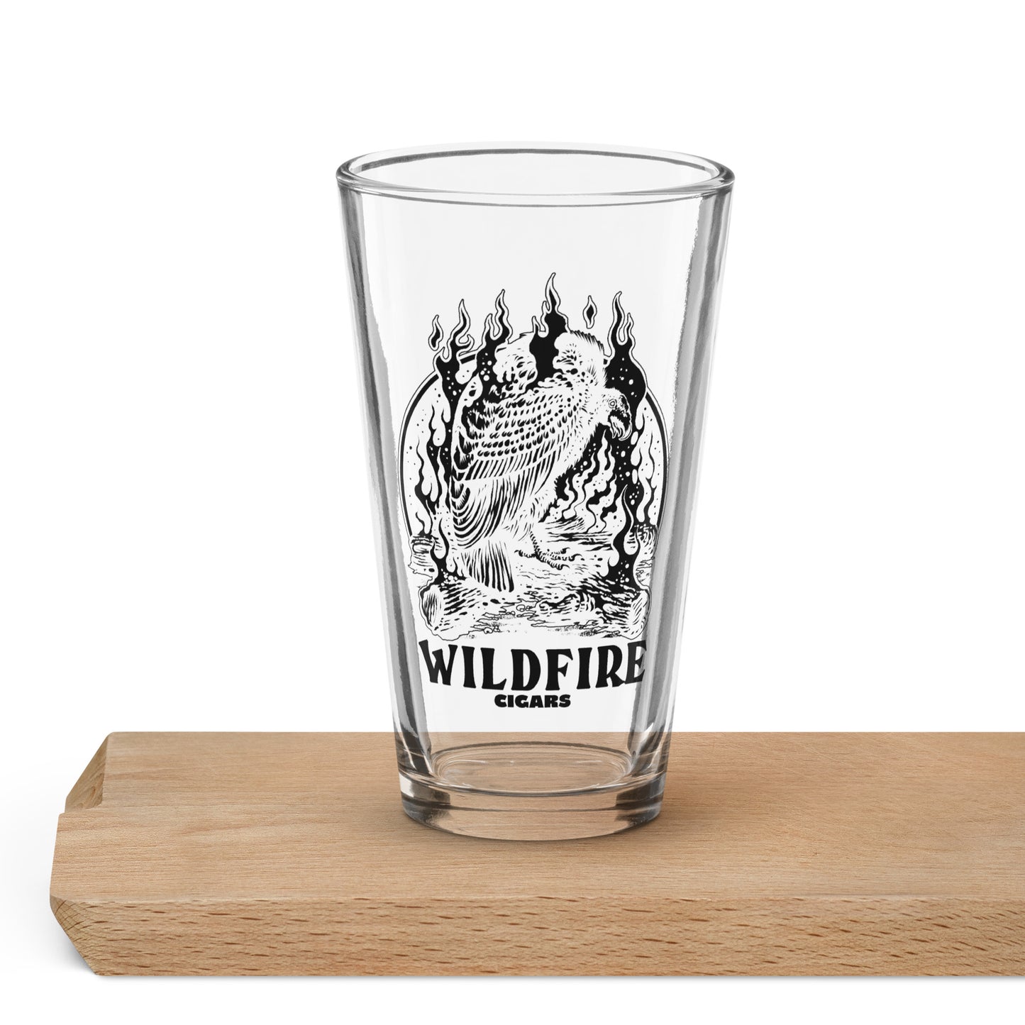 Wildfire Cigars, cigar accessories, vulture logo pint glass
