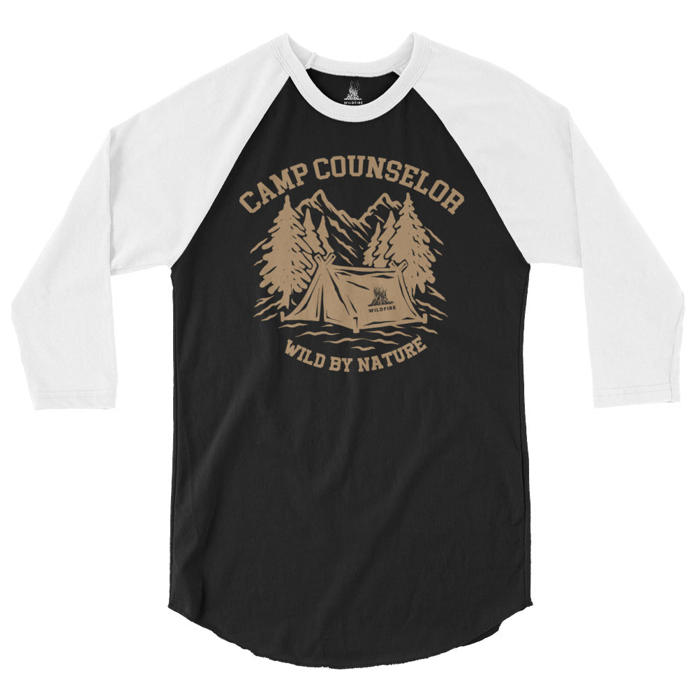 Wildfire Cigars Camp Counselor black white and brown raglan tshirt