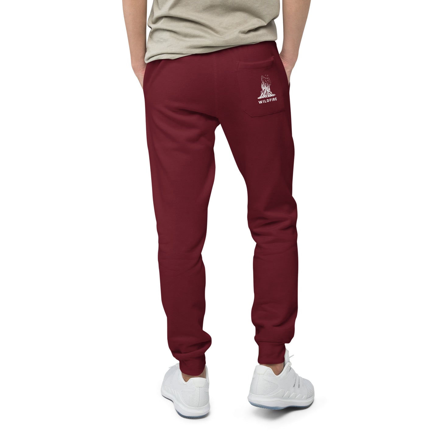 Wildfire Cigars maroon fleece logo pocket sweatpants back view