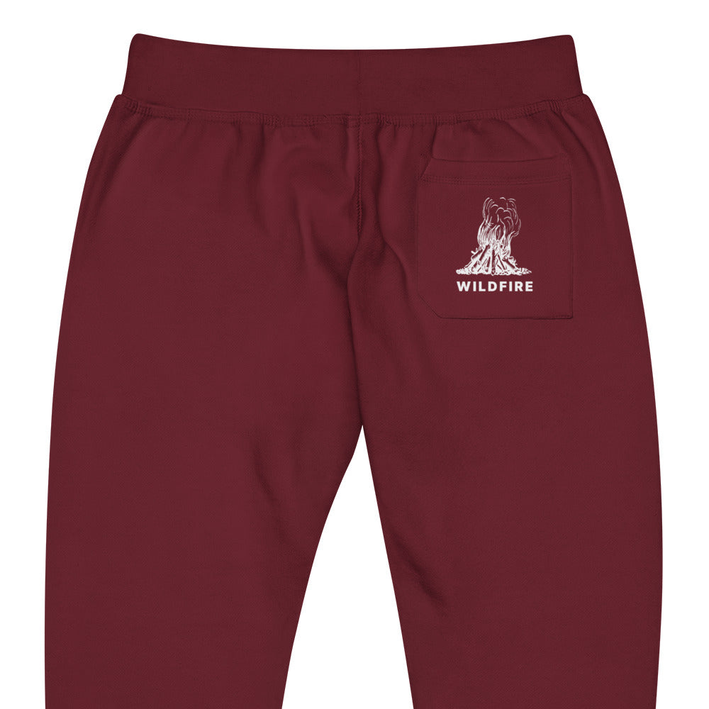 Wildfire Cigars maroon fleece logo pocket sweatpants pocket view