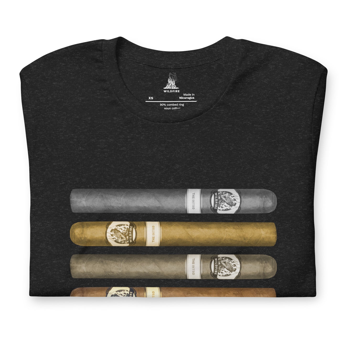 Wildfire Cigars limited edition cigar stripe t-shirt in black folded