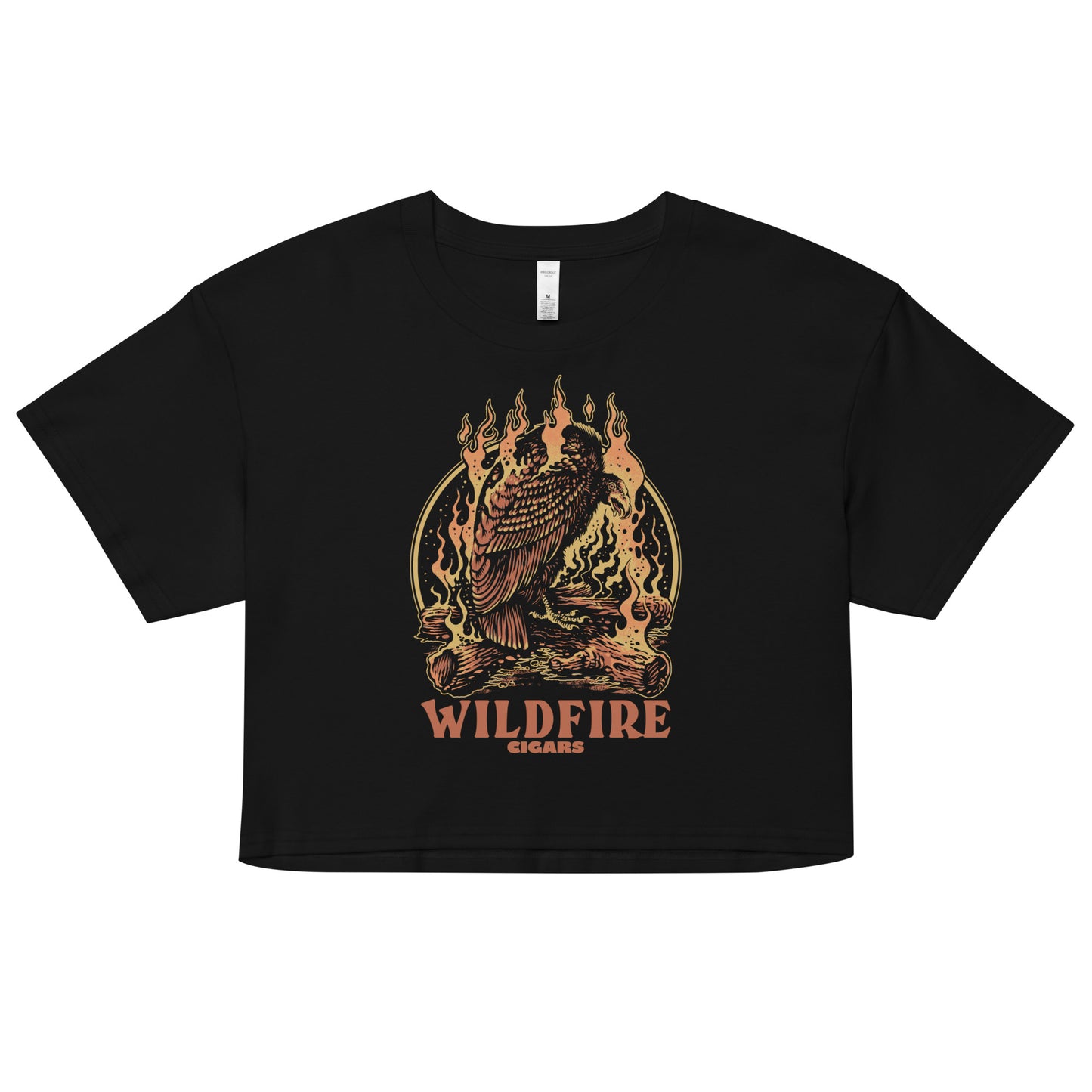 Wildfire Cigars Vulture on Campfire black crop-top front view