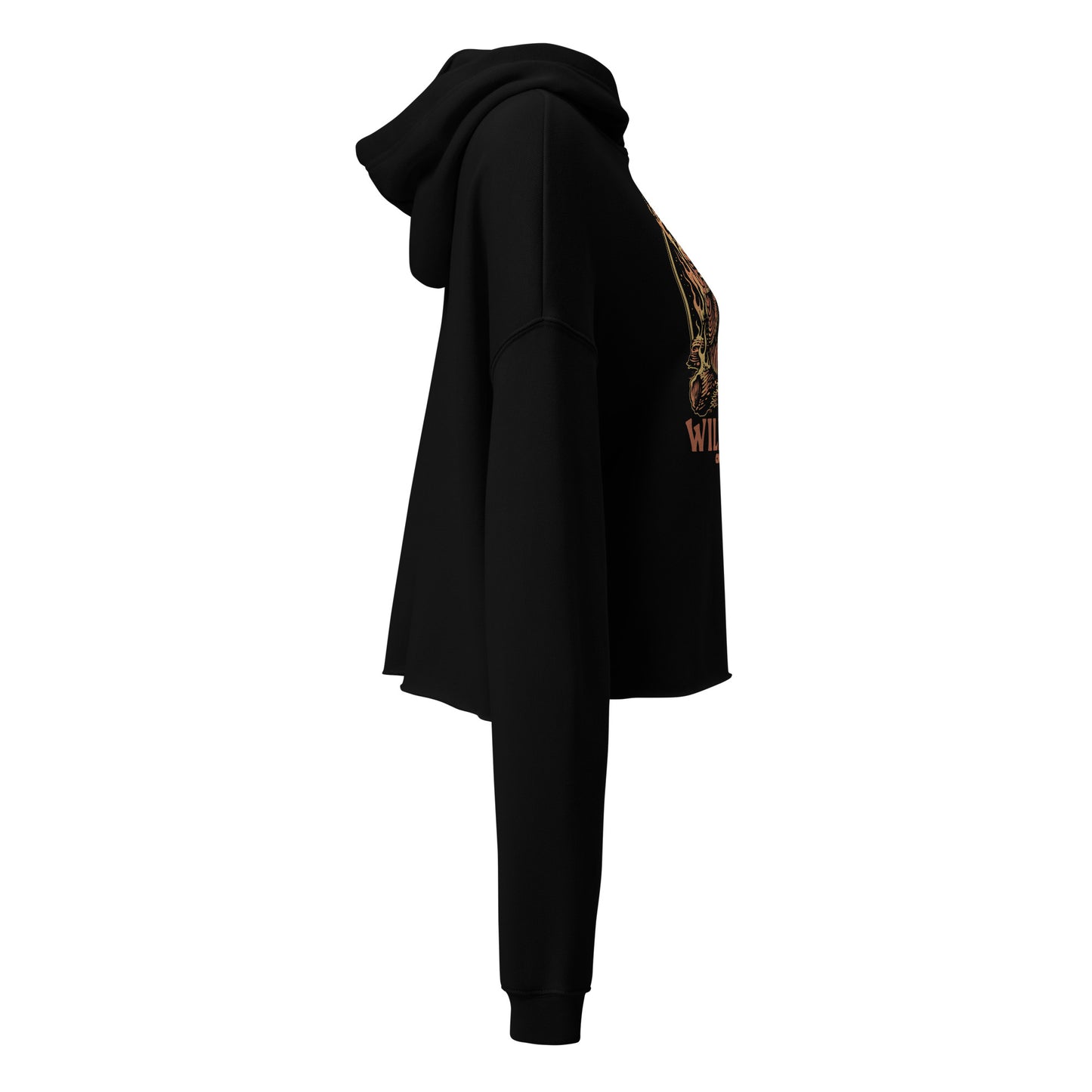 Wildfire Cigars Vulture cropped black hoodie facing the right