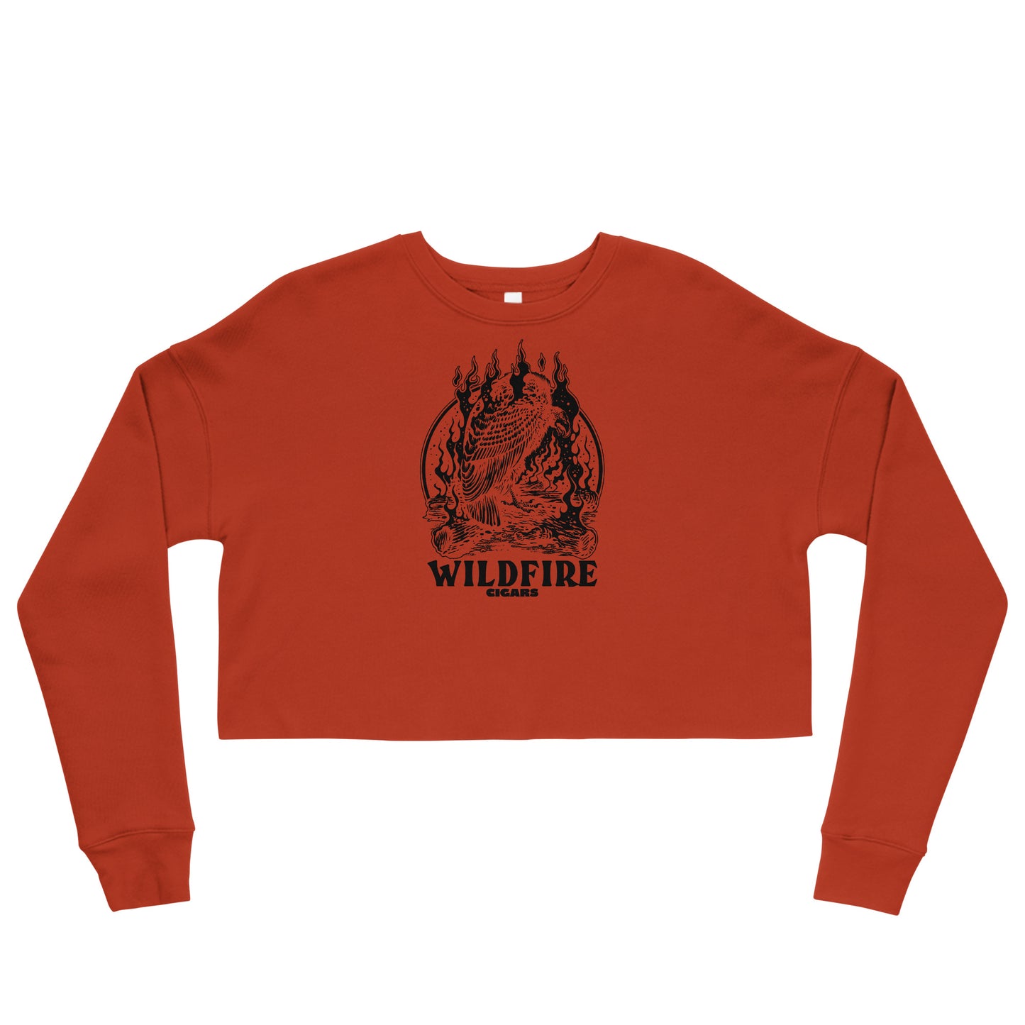 Wildfire Cigars red and black Vulture cropped sweatshirt facing the front