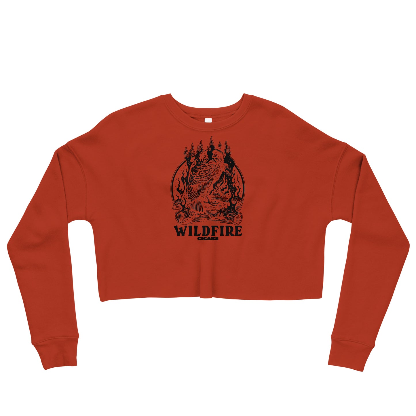 Wildfire Cigars red and black Vulture cropped sweatshirt facing the front