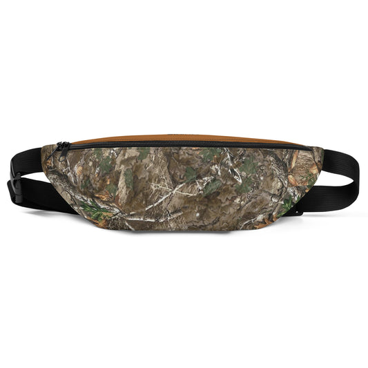 Wildfire Cigars camouflage and brown logo fanny pack facing the front