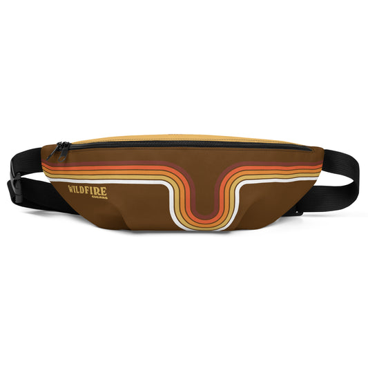 Wildfire Cigars retro striped fanny pack in brown facing the front