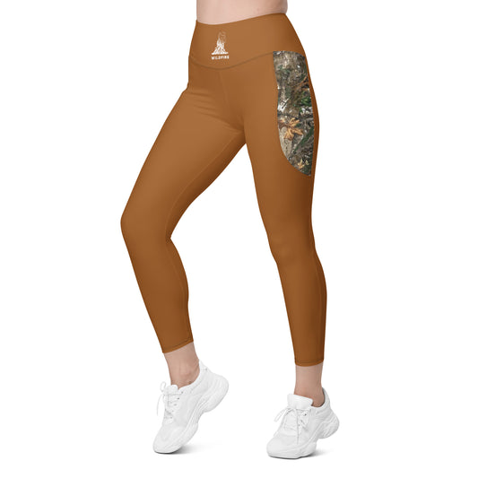 Wildfire Cigars Camel and Camouflage activewear leggings left side front view