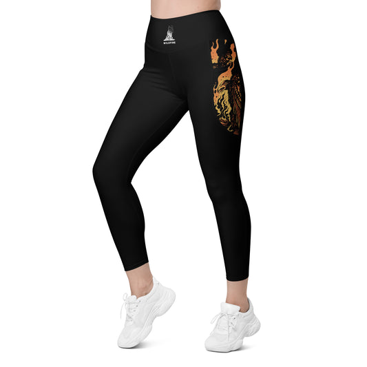 Wildfire Cigars Vulture recycled activewear leggings in black facing the front left