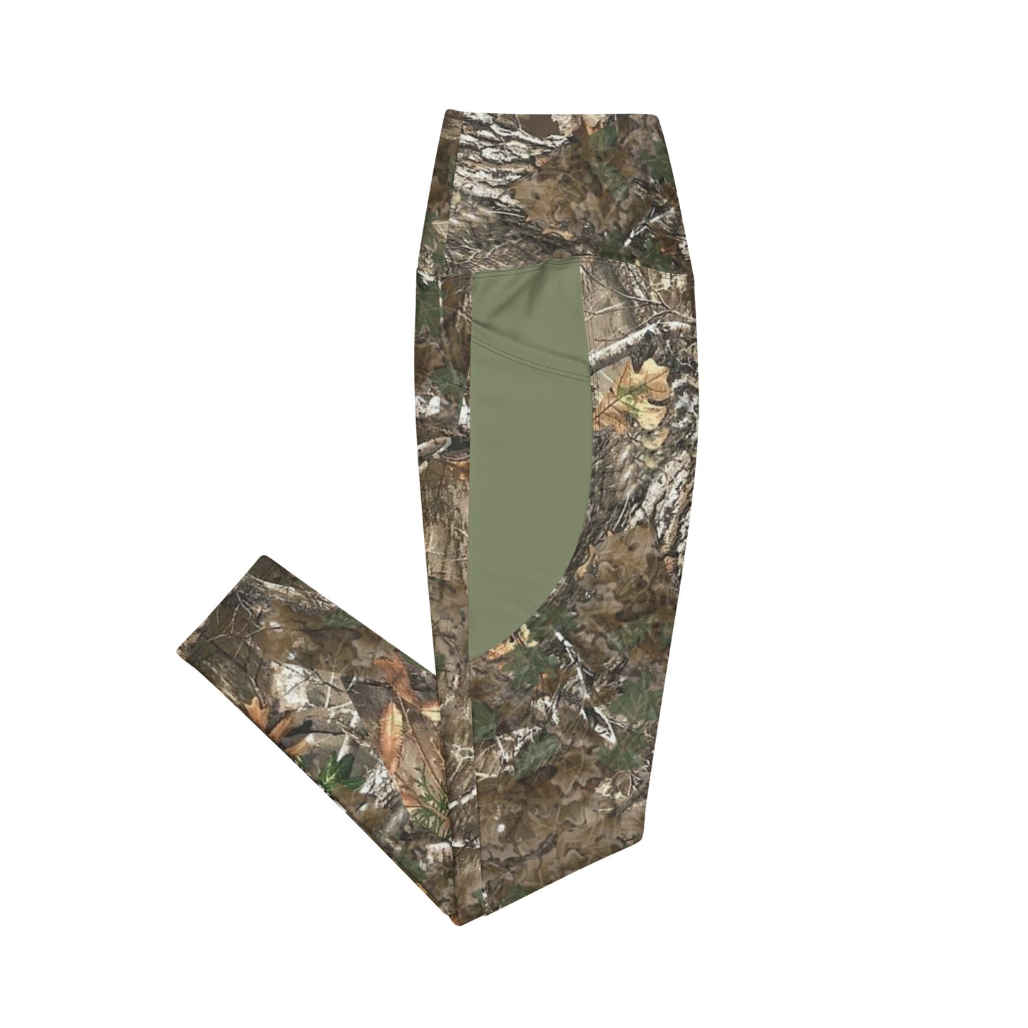 Wildfire Cigars Camouflage and military green activewear leggings facing the right