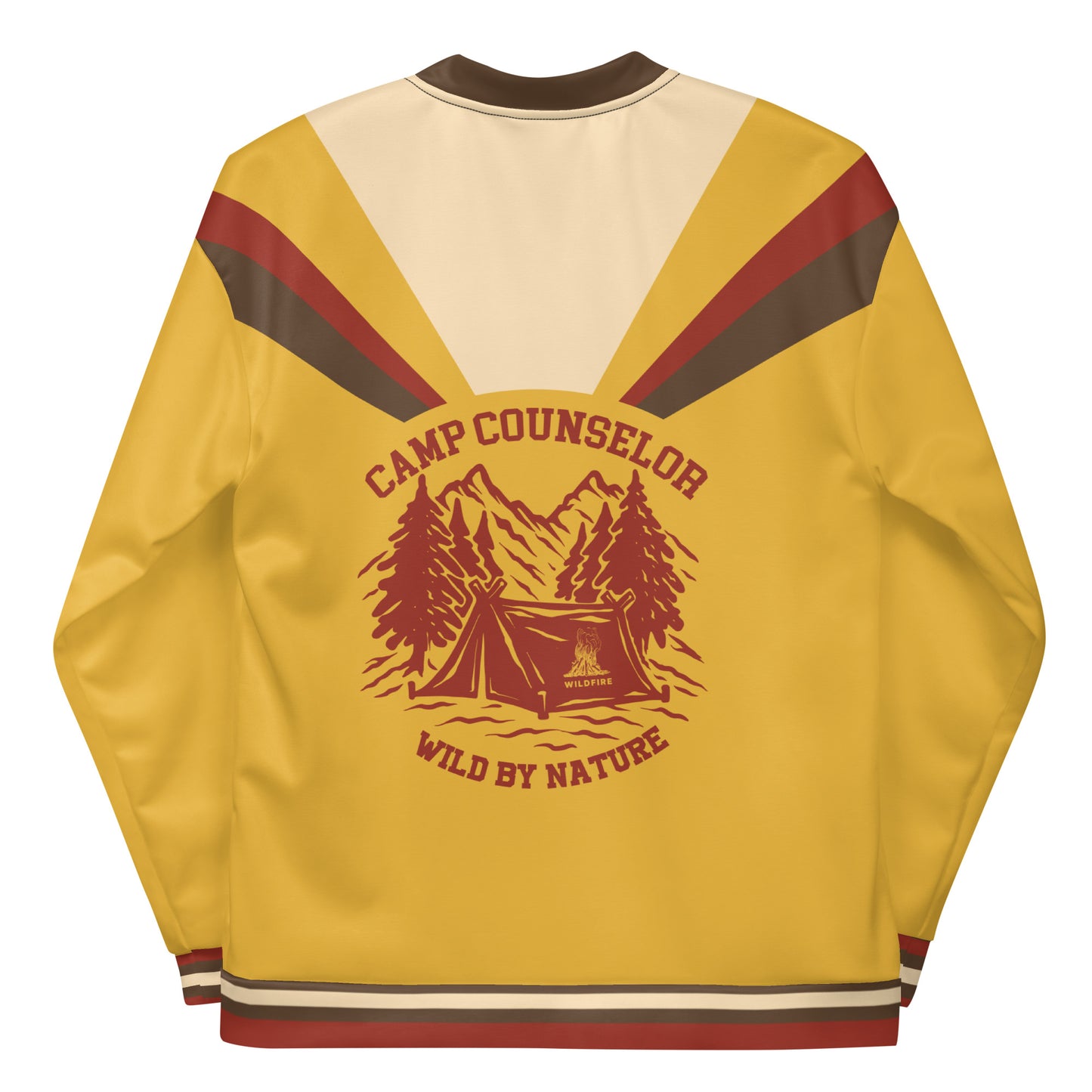 Wildfire Cigars all over printed light jacket in gold red brown and cream facing the back
