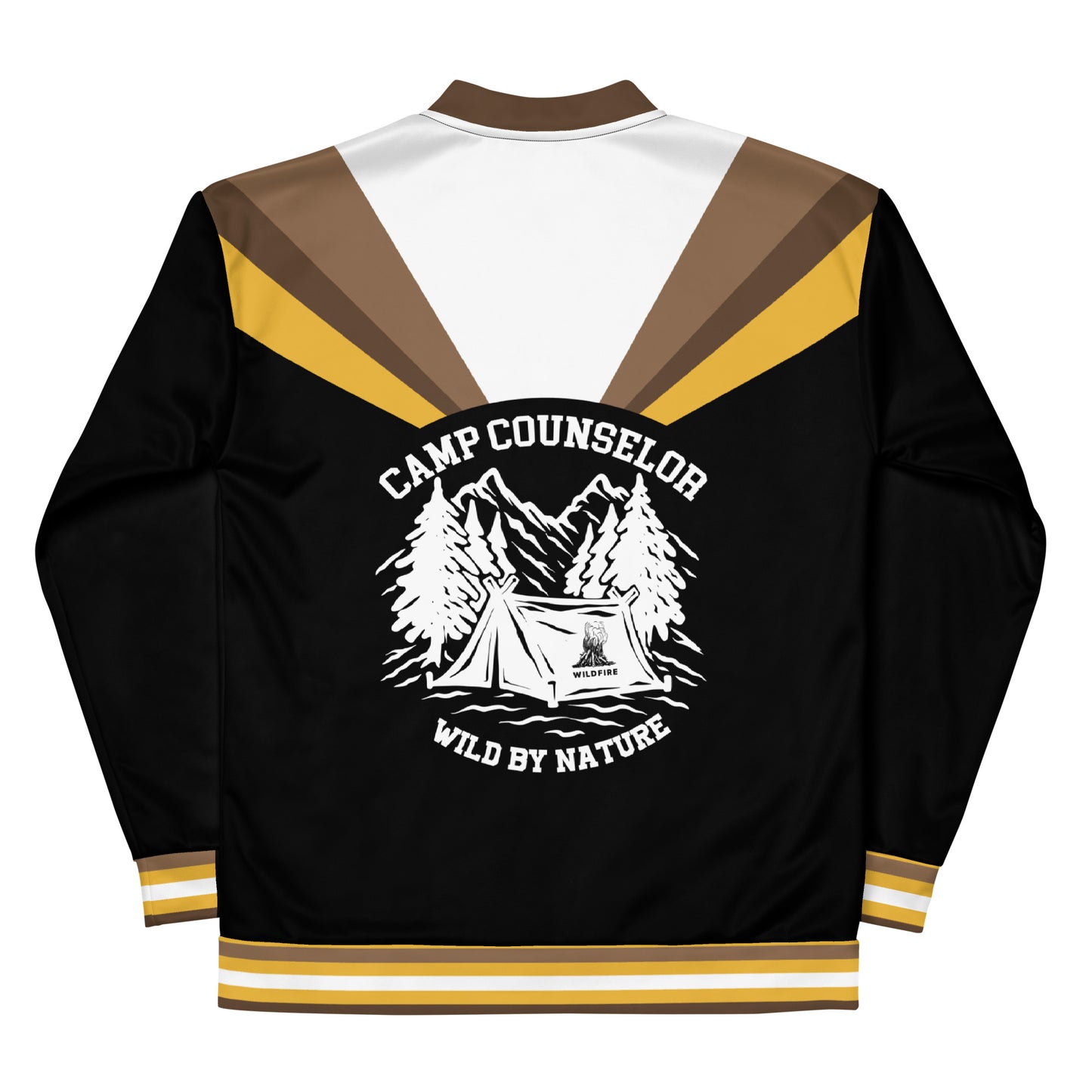 Wildfire Cigars Camp Counselor all over print light zip up jacket in black white brown and gold