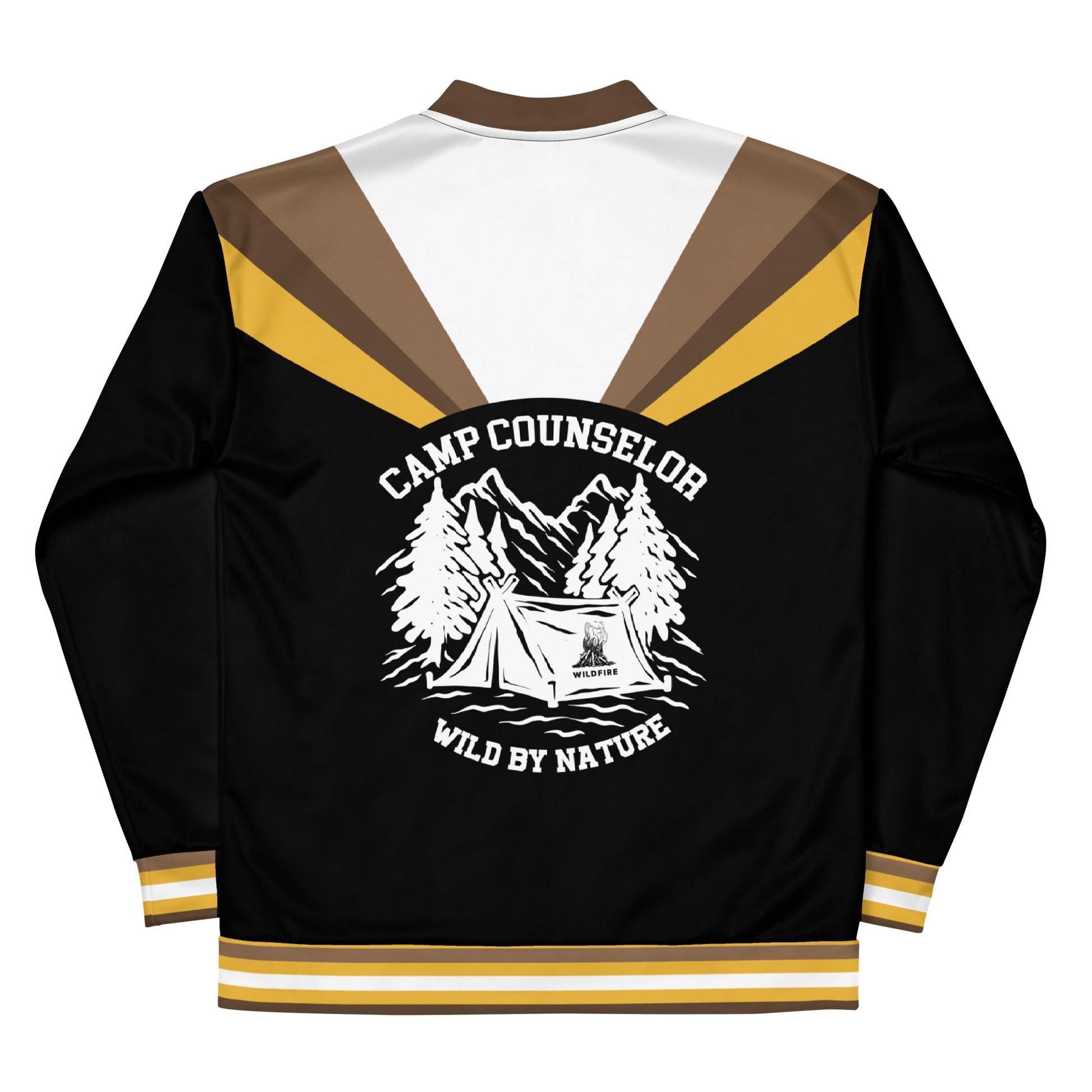 Wildfire Cigars Camp Counselor all over print light zip up jacket in black white brown and gold