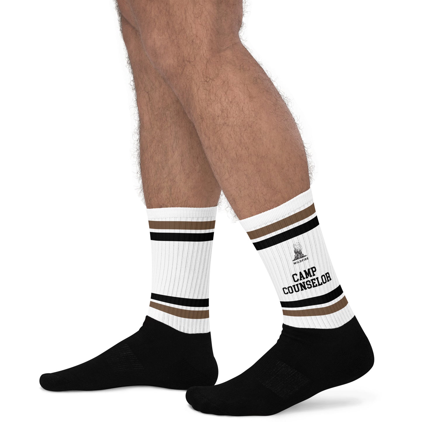 Wildfire Cigars Camp Counselor Socks in brown black and white