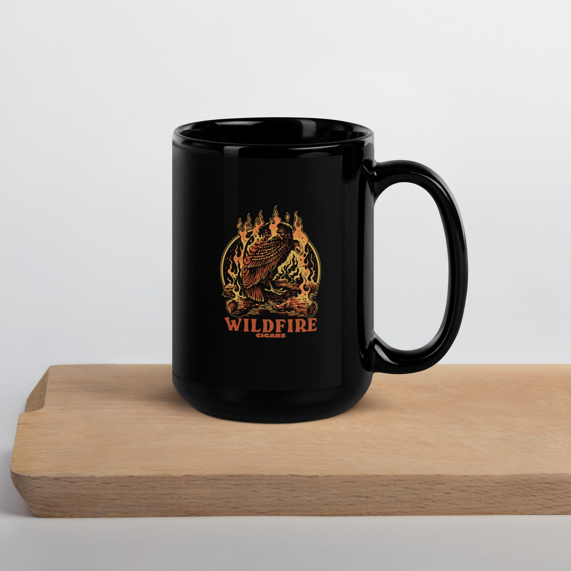 Wildfire Cigars black vulture mug, cigar accessory, and cigar mug