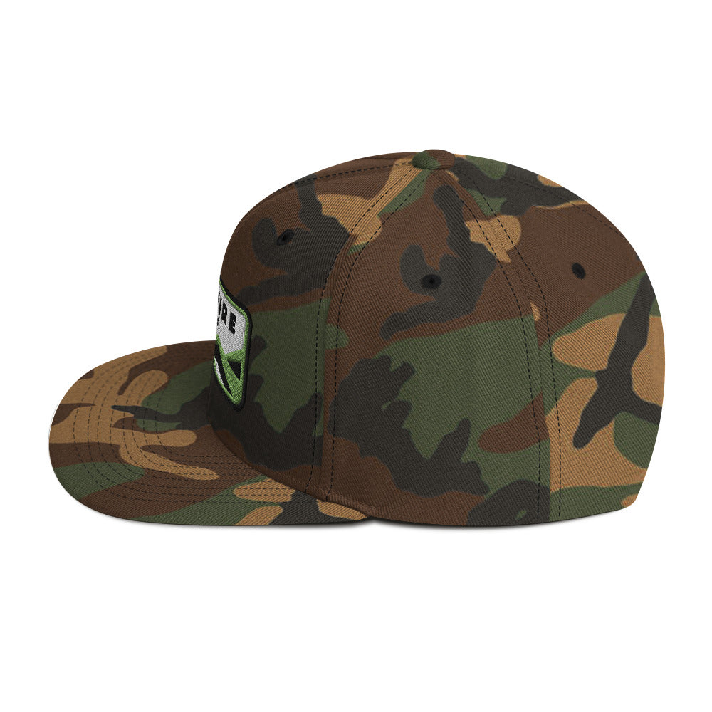 Wildfire Cigars Camouflage Snapback Hat facing the left