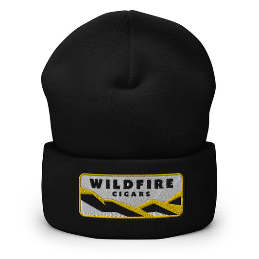 Wildfire Cigars embroidered cuffed beanie in black from the front