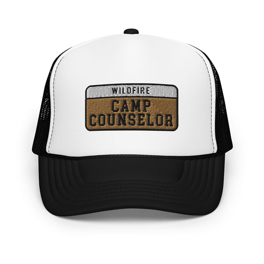 Wildfire Cigars embroidered Camp Counselor white and black foam trucker hat