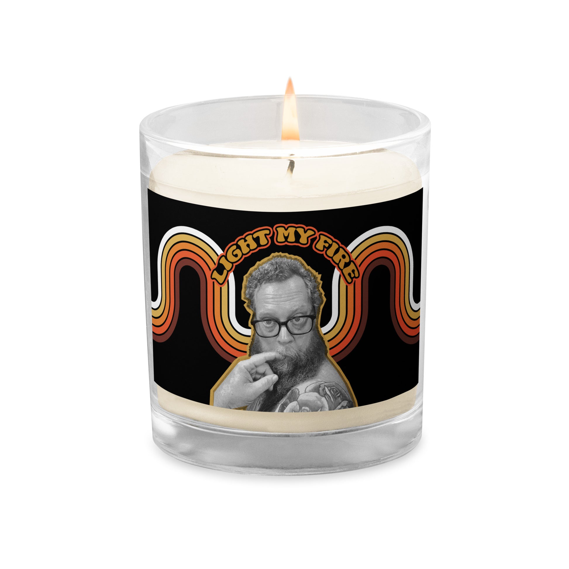 Wildfire Cigars for the nightstand "light my fire" soy wax candle from the front