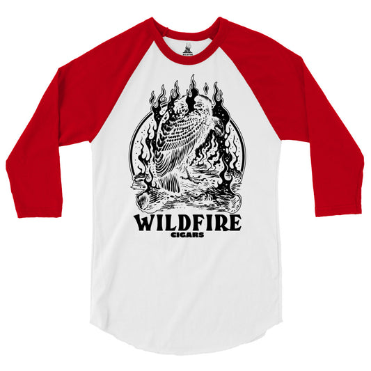 Wildfire Cigars Vulture black, red and, white raglan cigar shirt
