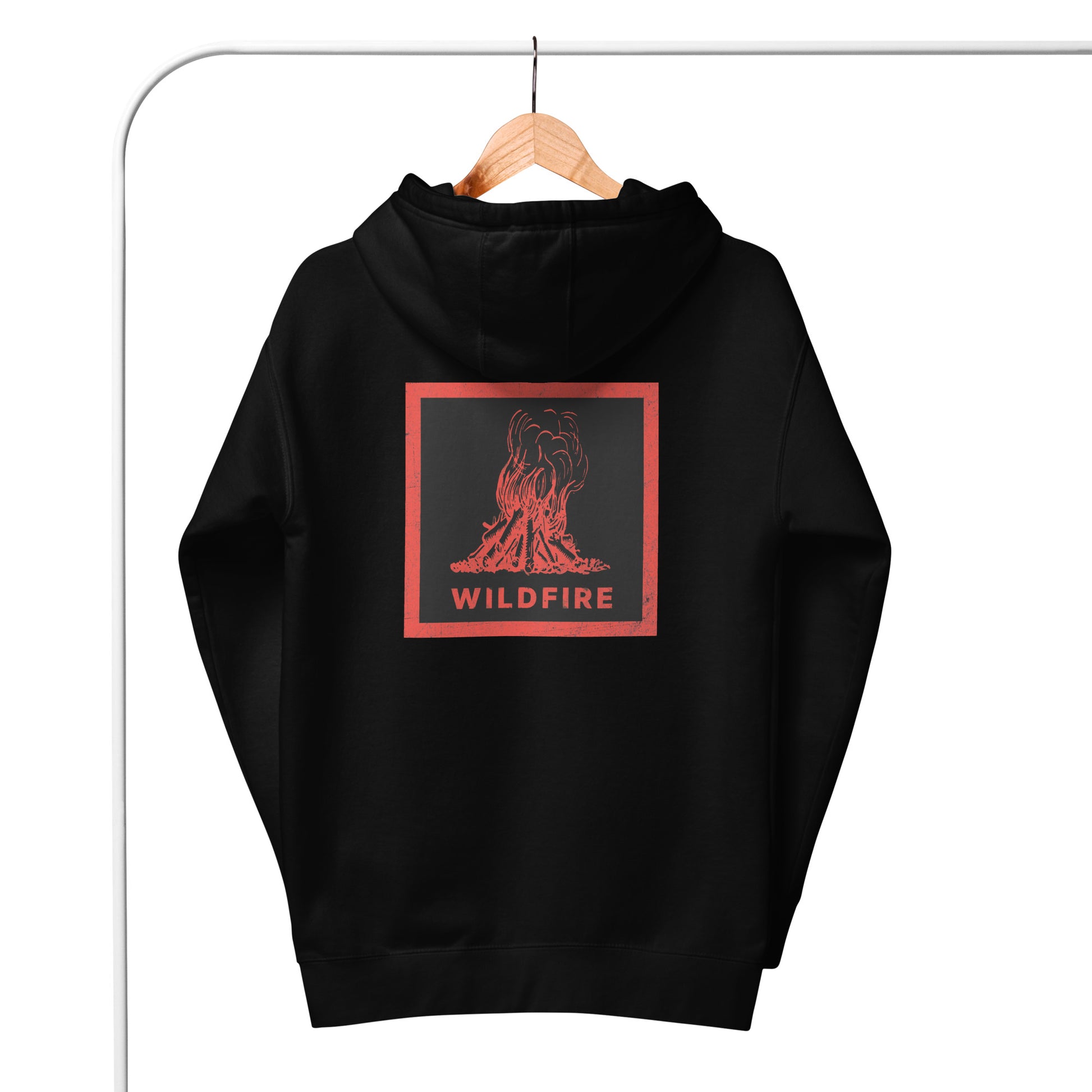 Wildfire Cigars premium black and red hoodie back view