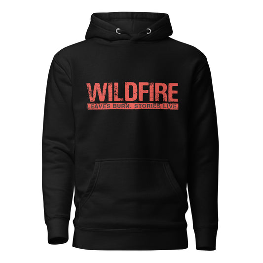 Wildfire Cigars premium black and red hoodie front view