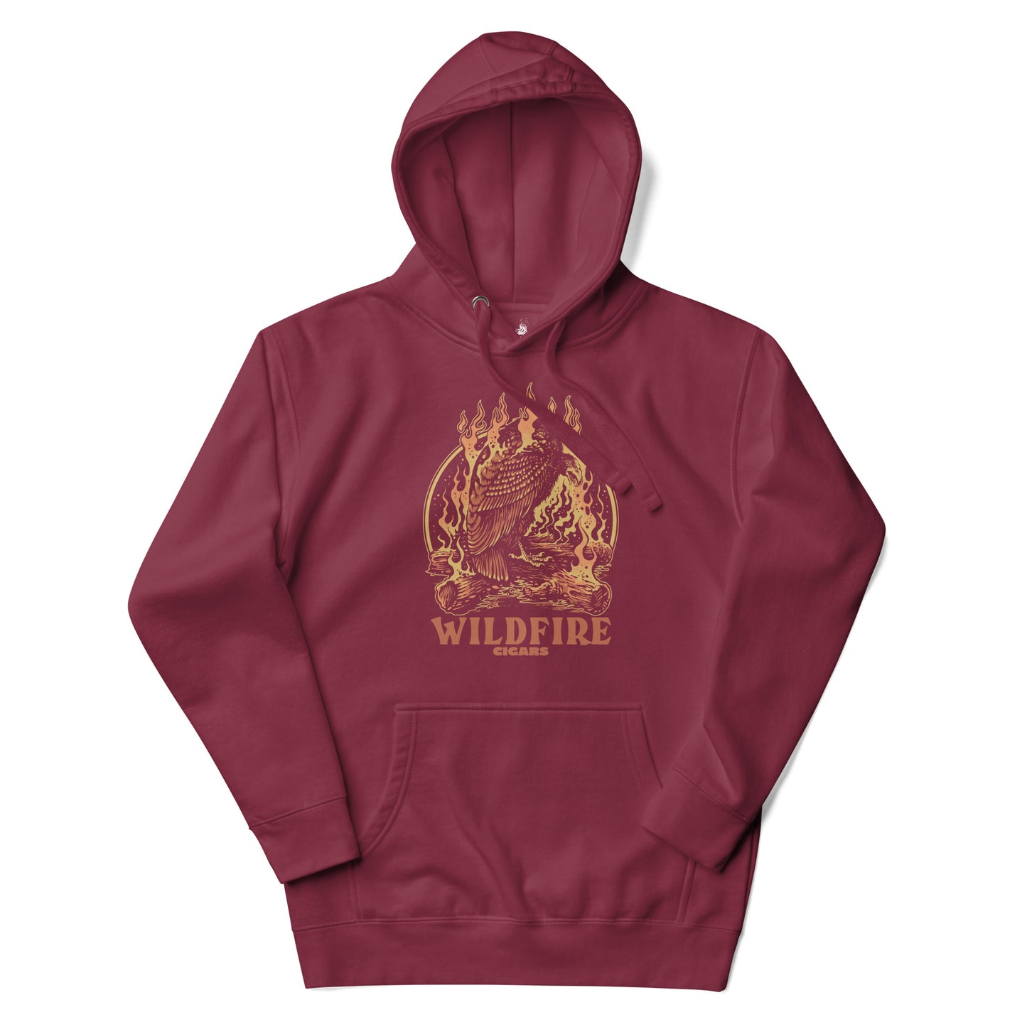 Wildfire Cigars Vulture maroon hoodie front view